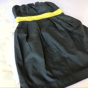 Black and Neon Green, Strapless Dress